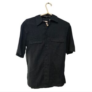 Bruno New York Men's Black Short Sleeve Shirt, Linen.